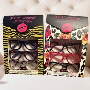 Betsey Johnson NWT Qty of 6  Assorted Reading Glasses +200 Lenses Strength